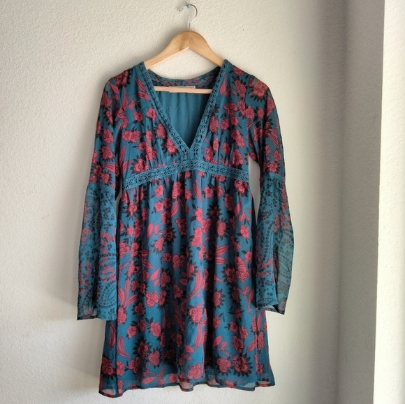 Abercrombie & Fitch floral Bohemian turquoise dress - Picture 2 of 6